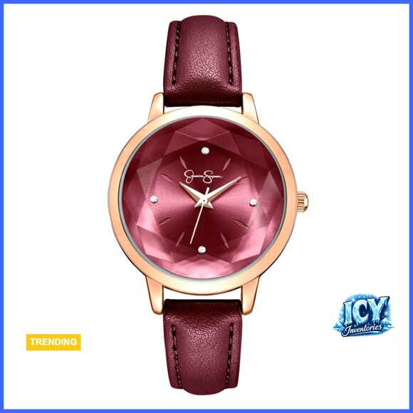 Leather Band Watch with Crystal Dial, Quartz Movement, Elegant Dress Timepiece main image 6